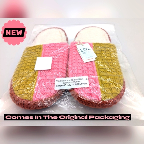 NWT VERLOO Knit Slide Slipper Sz W 9.5-12.5 / M 11 Golden Olive/Pink Colorblock - Picture 8 of 17